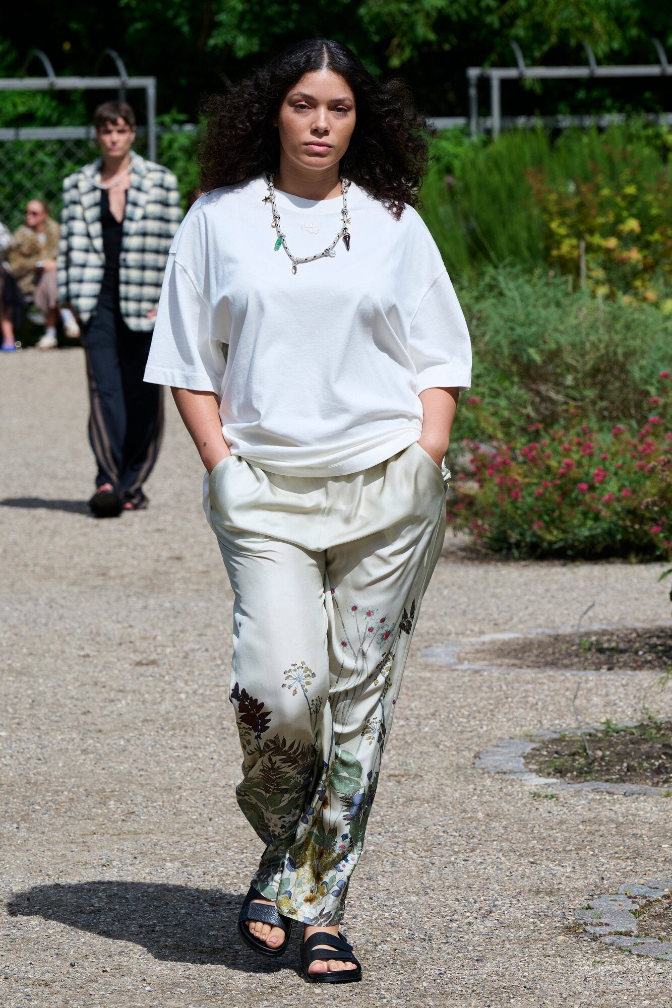 Fabert silkebukser - Print Creme